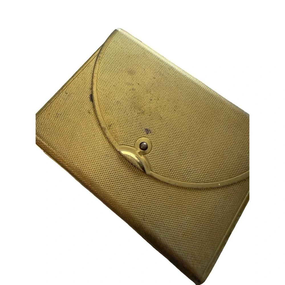 Vintage Coty Envelope Gold-Tone Folding Powder Compact with Mirror & Case